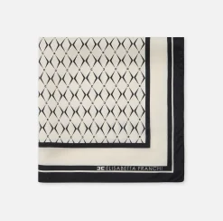 Foulard in seta con pattern rombo e logo