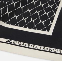 Foulard in seta con pattern rombo e logo