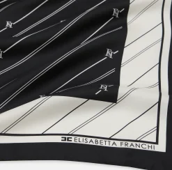 Foulard in seta con pattern righe diagonali e logo
