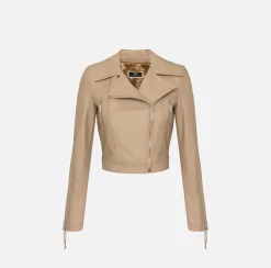 Giacca biker in pelle con zip