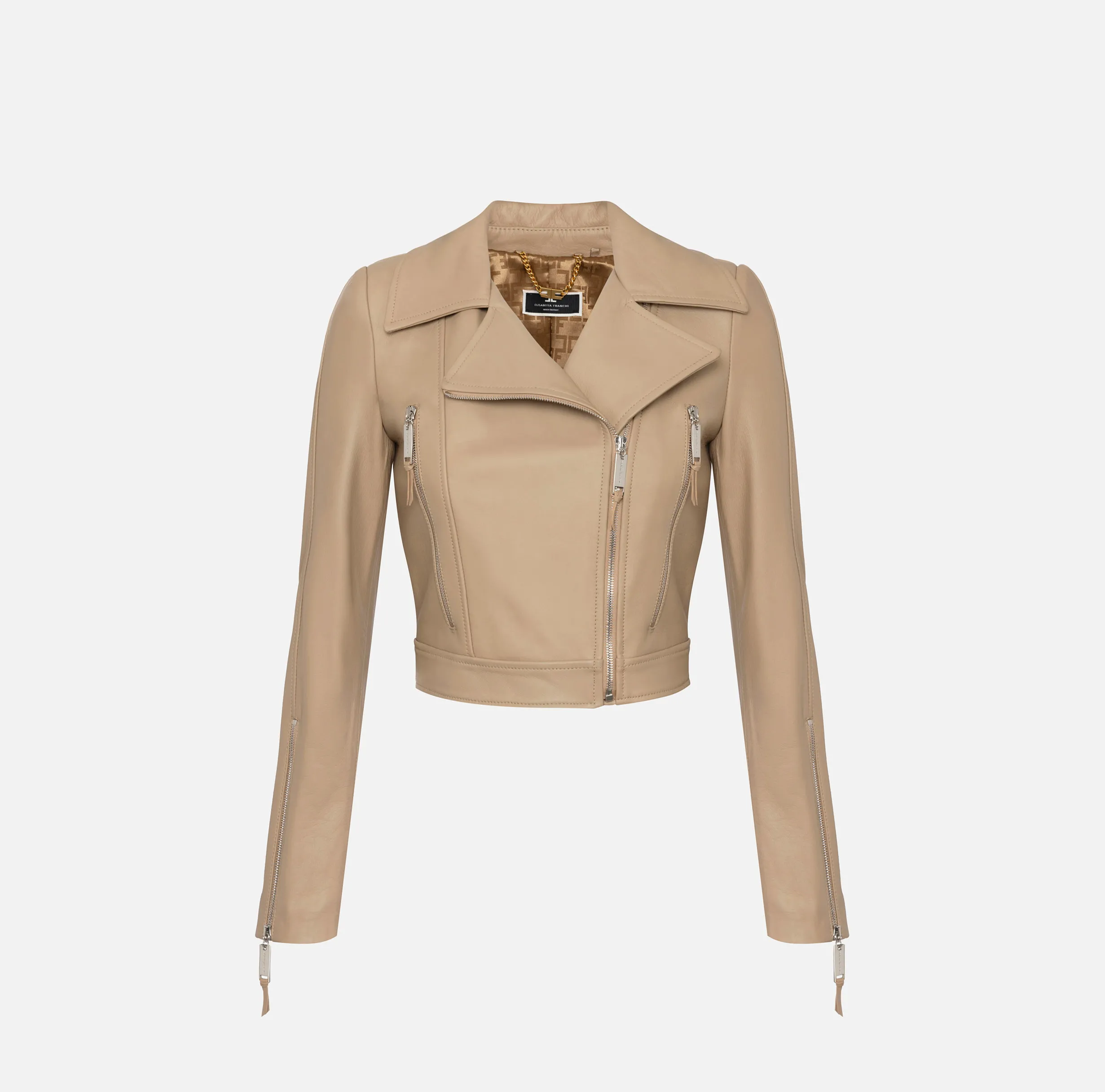 Giacca biker in pelle con zip
