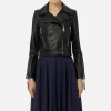 Giacca biker in pelle con zip