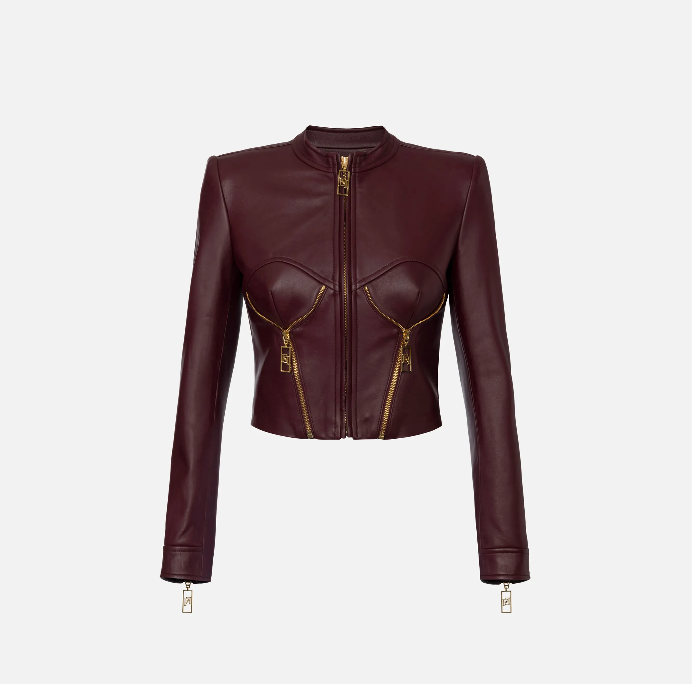 Giacca biker in pelle con coppe