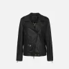 Giacca biker over in pelle effetto used