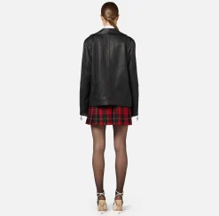 Giacca biker over in pelle effetto used