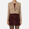Giacca cropped doppiopetto in fresco di lana