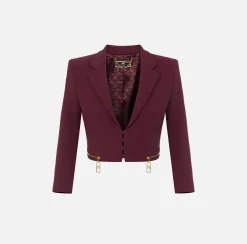 Giacca cropped in crêpe stretch con zip