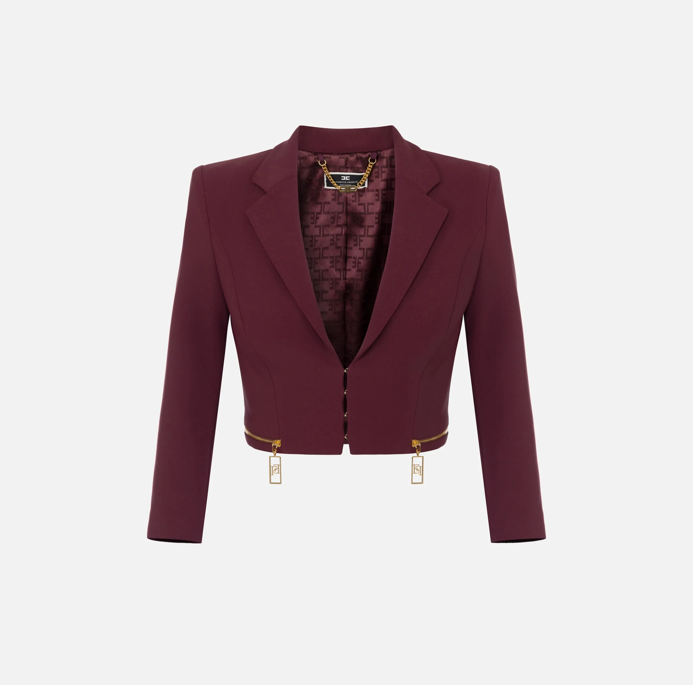 Giacca cropped in crêpe stretch con zip