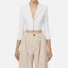 Giacca cropped in crêpe stretch con zip