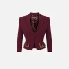 Giacca cropped in crêpe stretch con catena