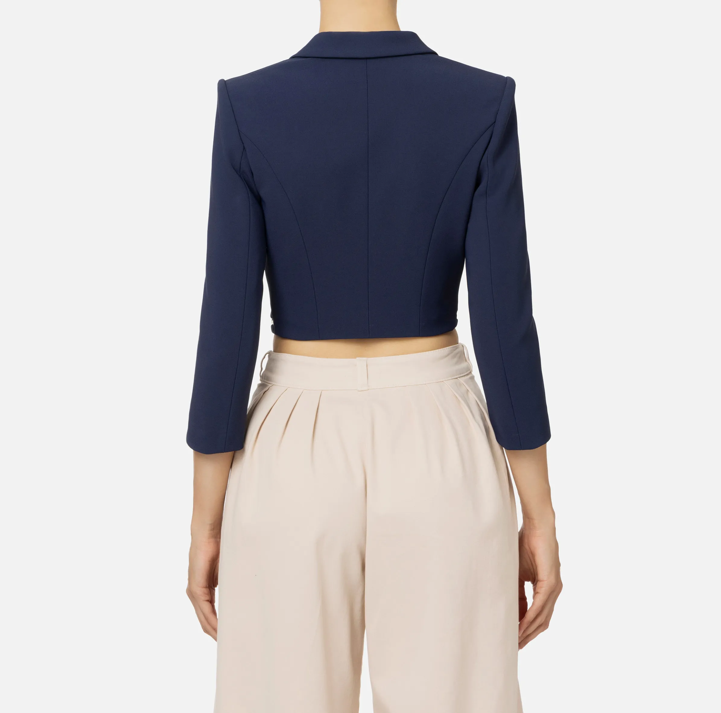 Giacca cropped in crêpe stretch con zip