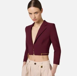 Giacca cropped in crêpe stretch con zip
