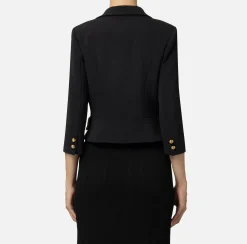 Giacca cropped in crêpe stretch con catena