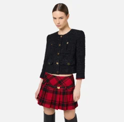 Giacca cropped in tweed con tasche