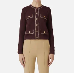 Giacca cropped in viscosa con catena