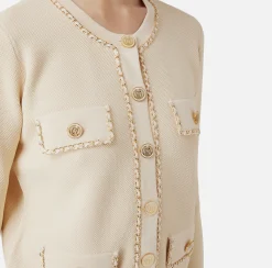 Giacca cropped in viscosa con catena