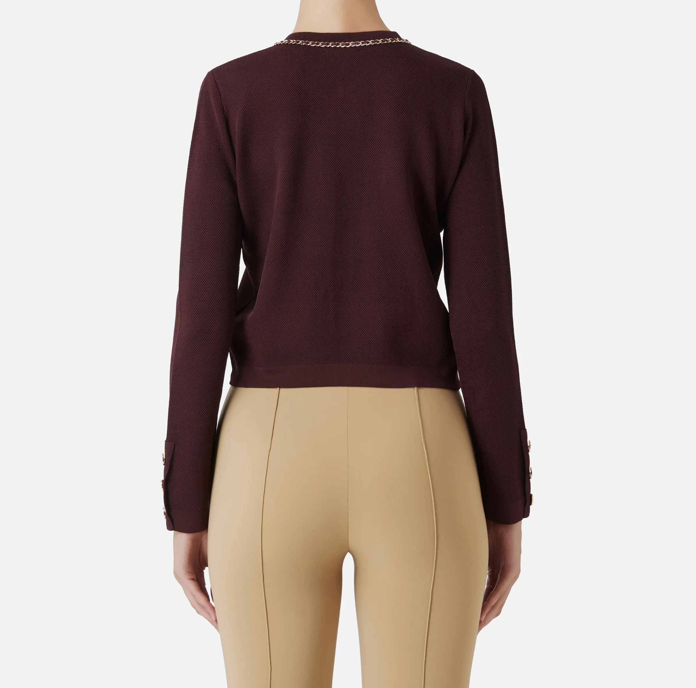 Giacca cropped in viscosa con catena