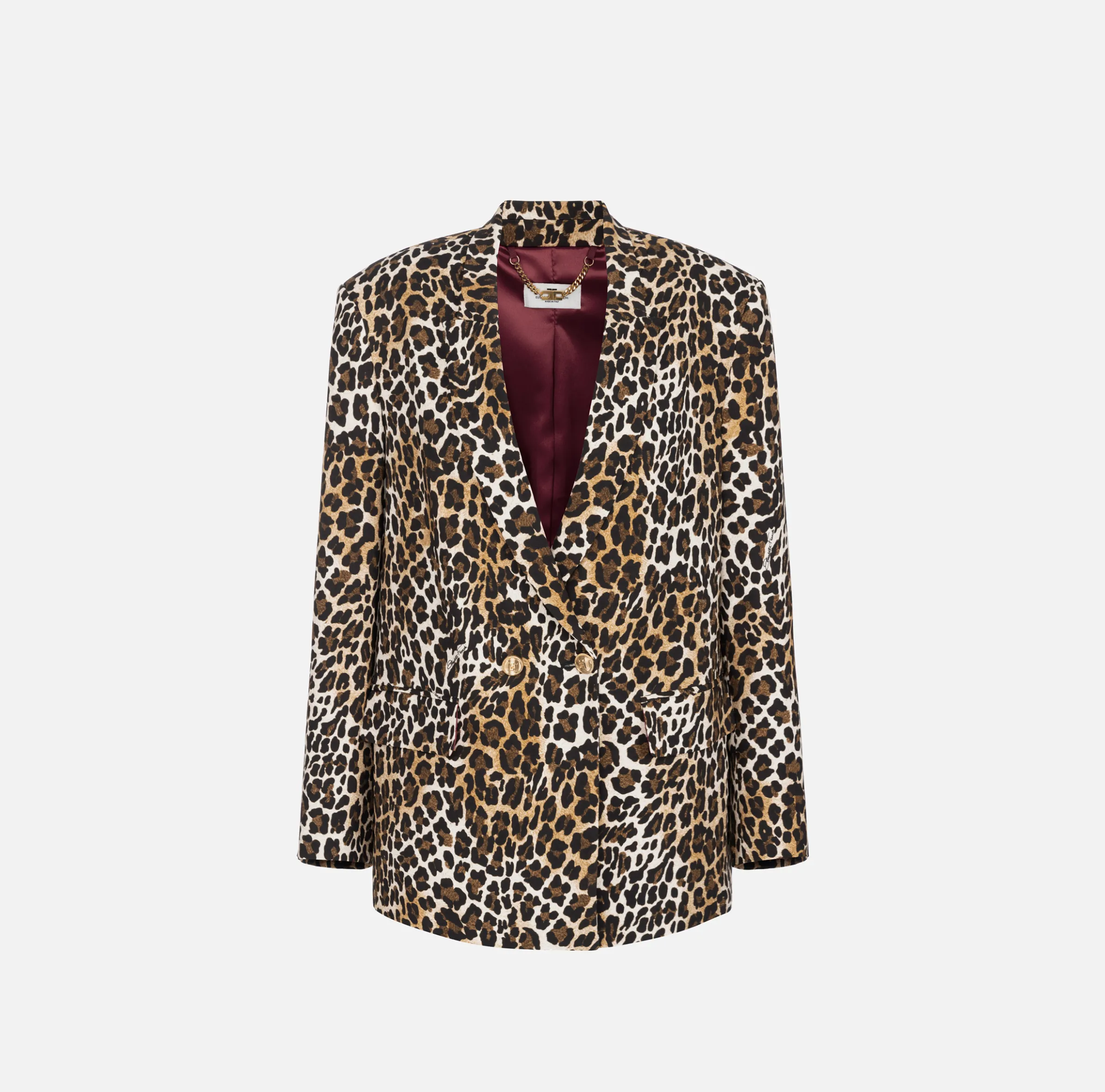 Giacca doppiopetto in crêpe animalier