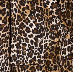 Giacca doppiopetto in crêpe animalier