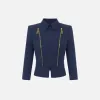 Giacca in crêpe stretch con baschina e zip
