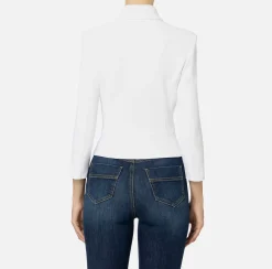 Giacca in crêpe stretch con baschina e zip