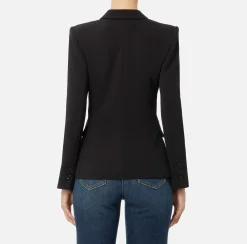 Giacca in crêpe stretch con bande e ricamo logo
