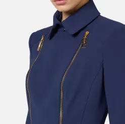Giacca in crêpe stretch con baschina e zip
