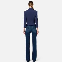 Giacca in crêpe stretch con baschina e zip
