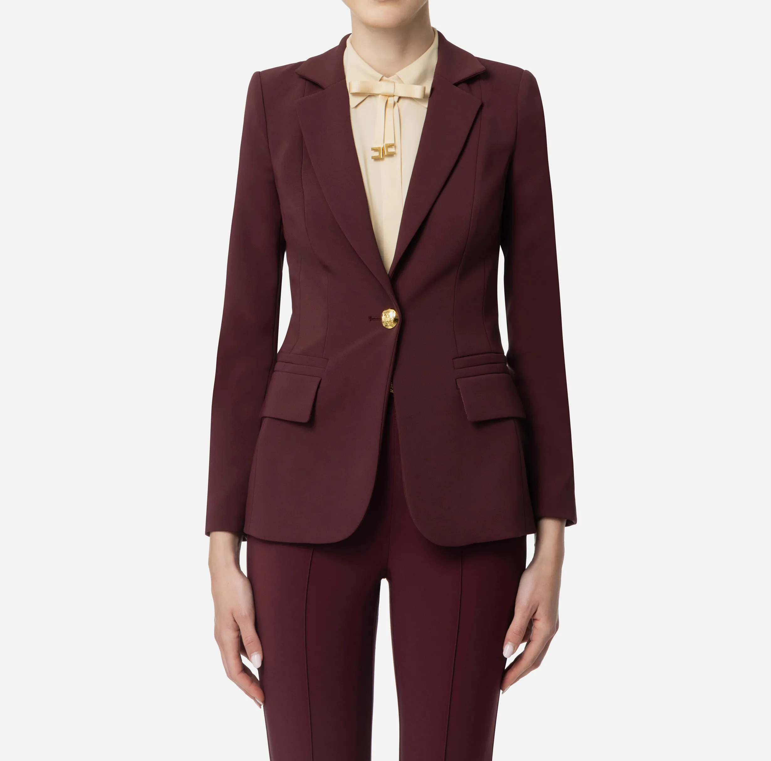 Giacca in crêpe stretch sfiancata