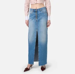 Gonna lunga in denim con spacco