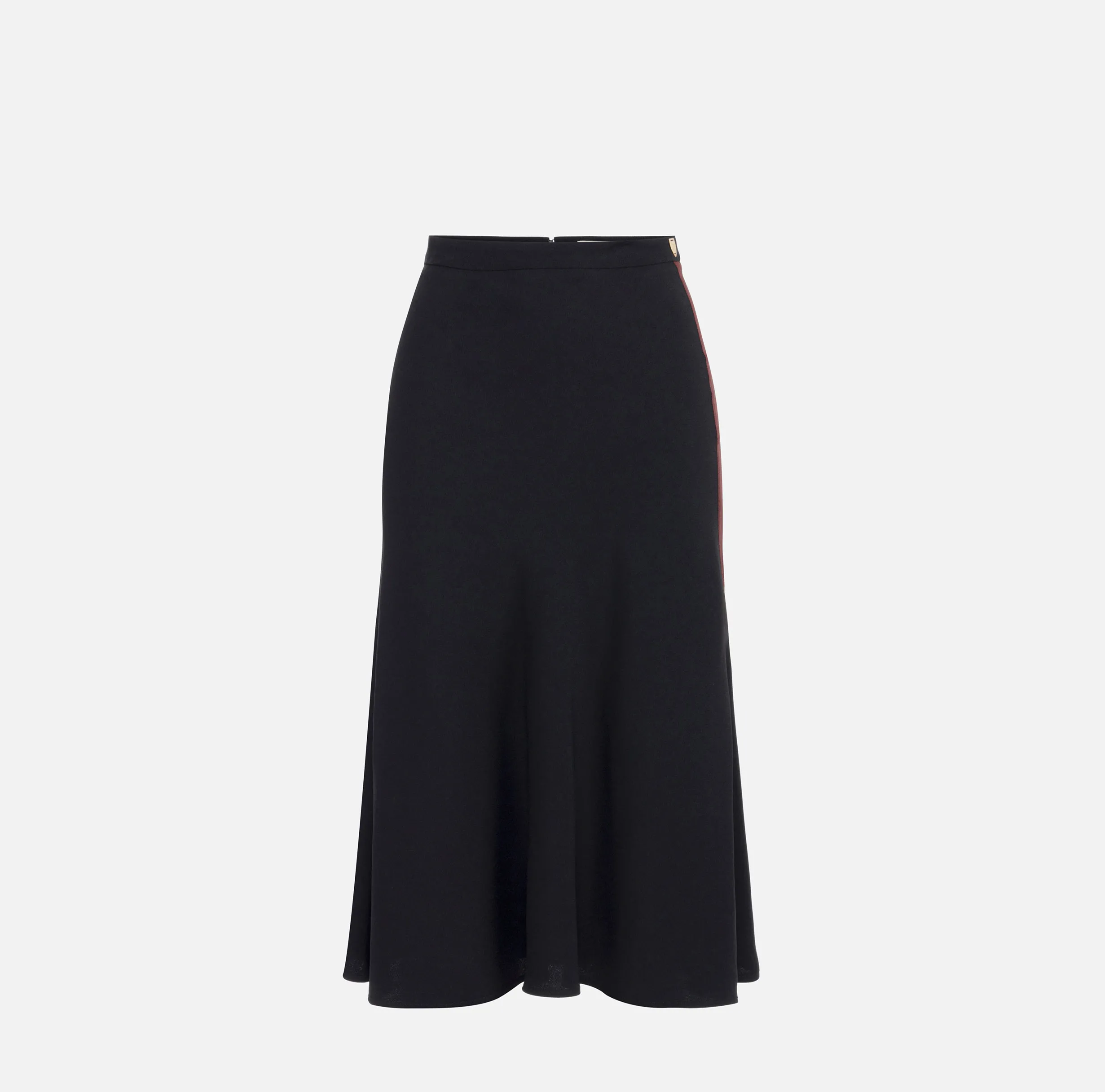 Gonna midi in crêpe satin con bande