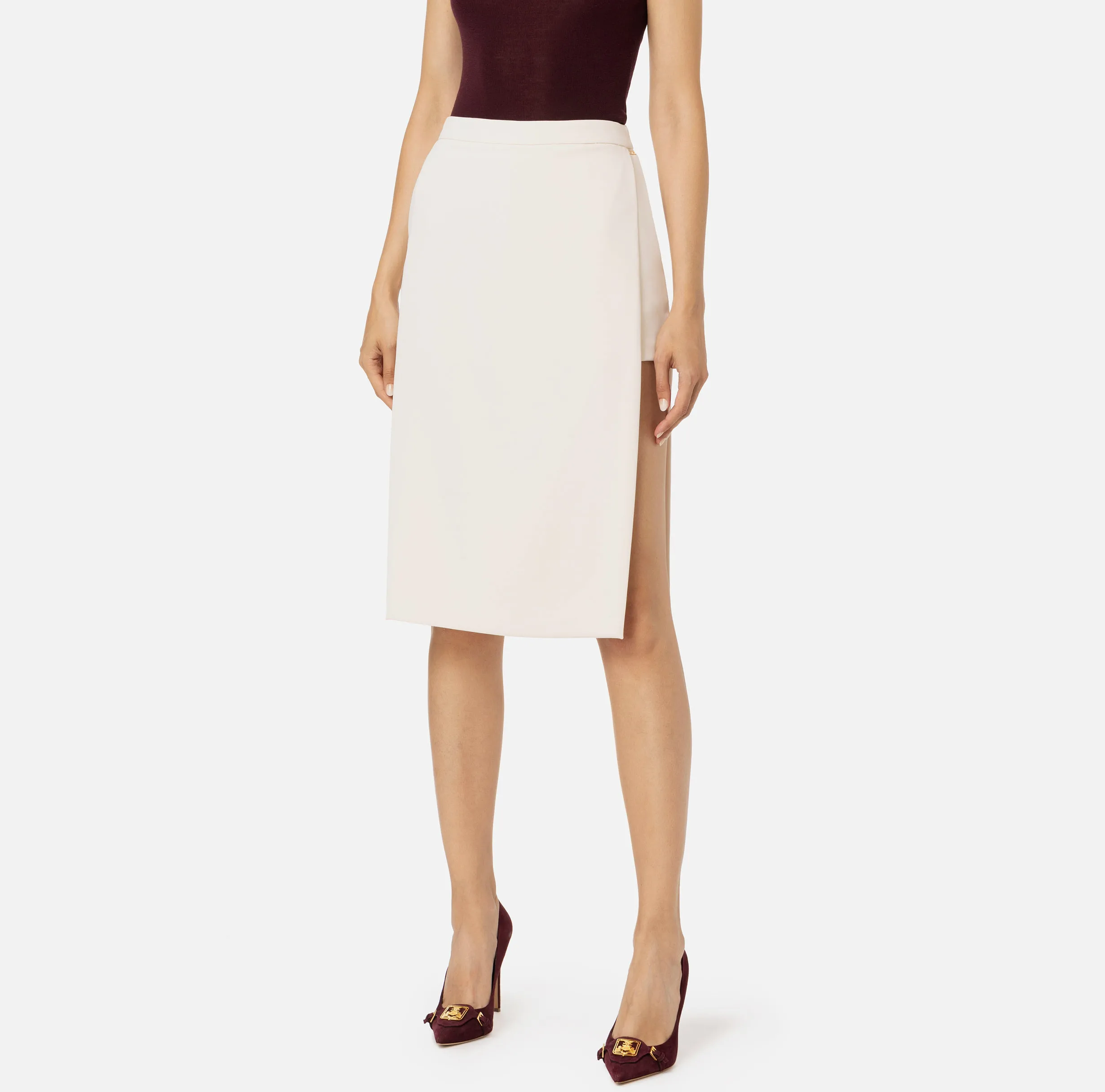 Gonna midi in crêpe stretch con shorts