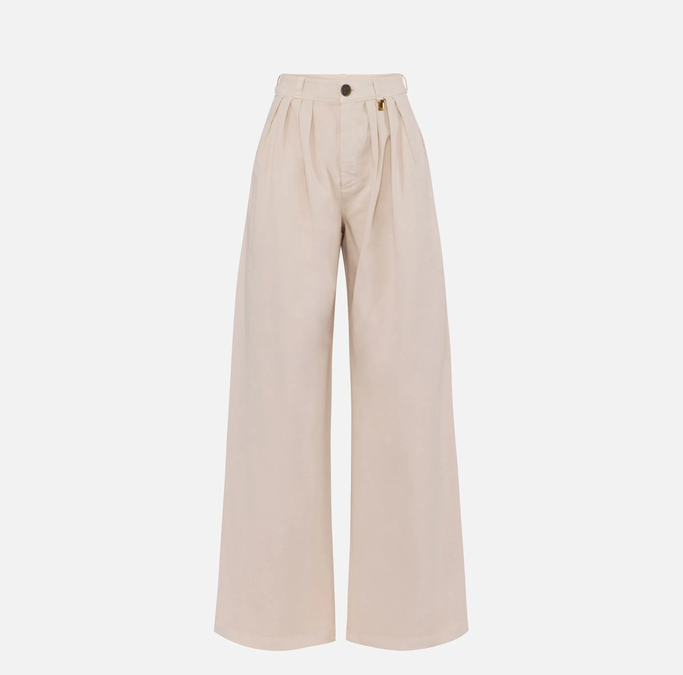 Jeans a gamba larga in cotone tinto con pinces