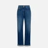 Jeans boyfriend in cotone con placca oro