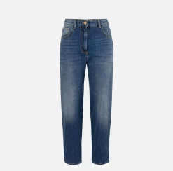 Jeans boyfriend in cotone stretch con risvolto