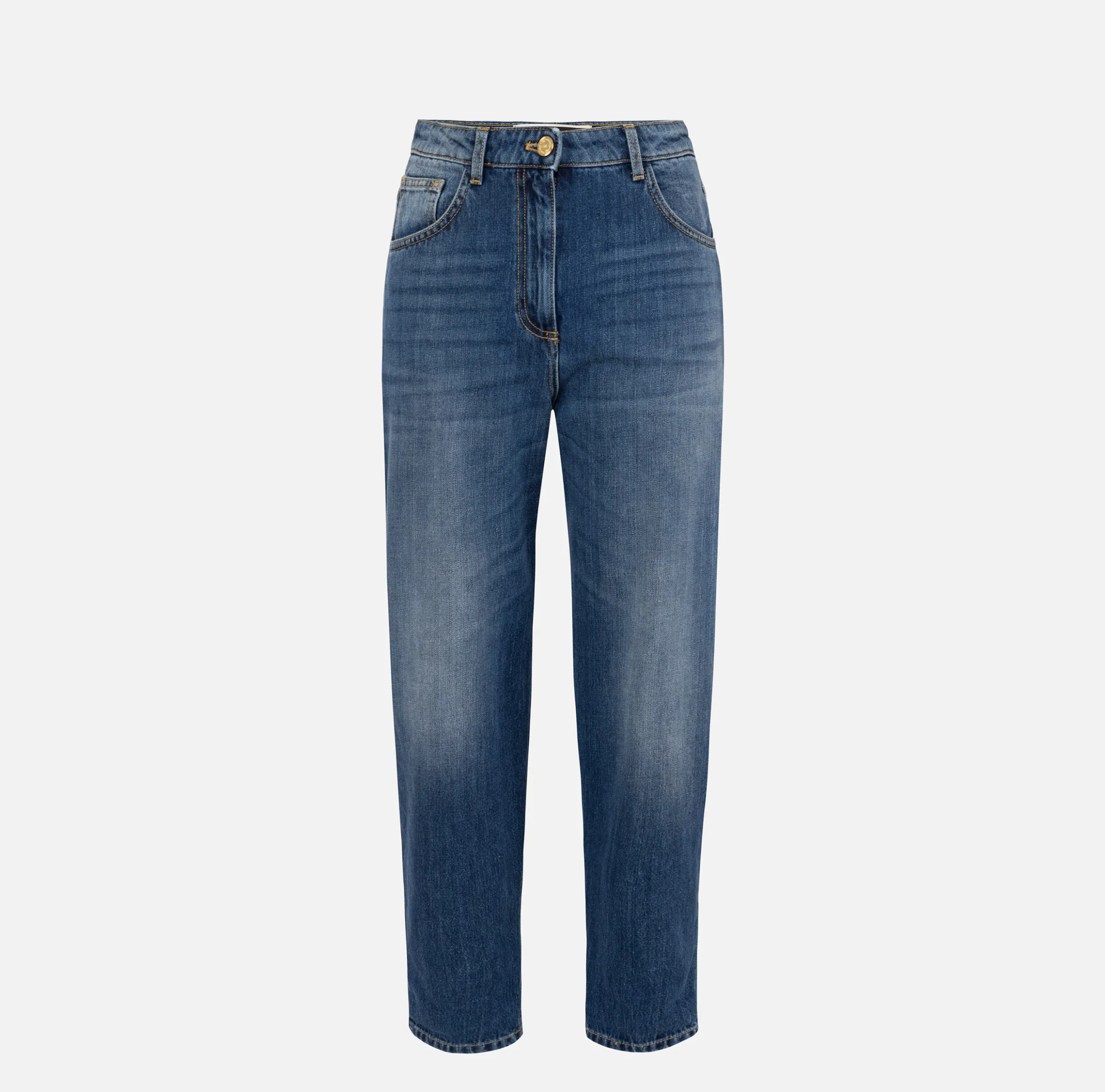 Jeans boyfriend in cotone stretch con risvolto