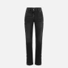 Jeans dritto in cotone con bottoni sui fianchi