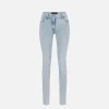 Jeans skinny in cotone stretch con placca logo