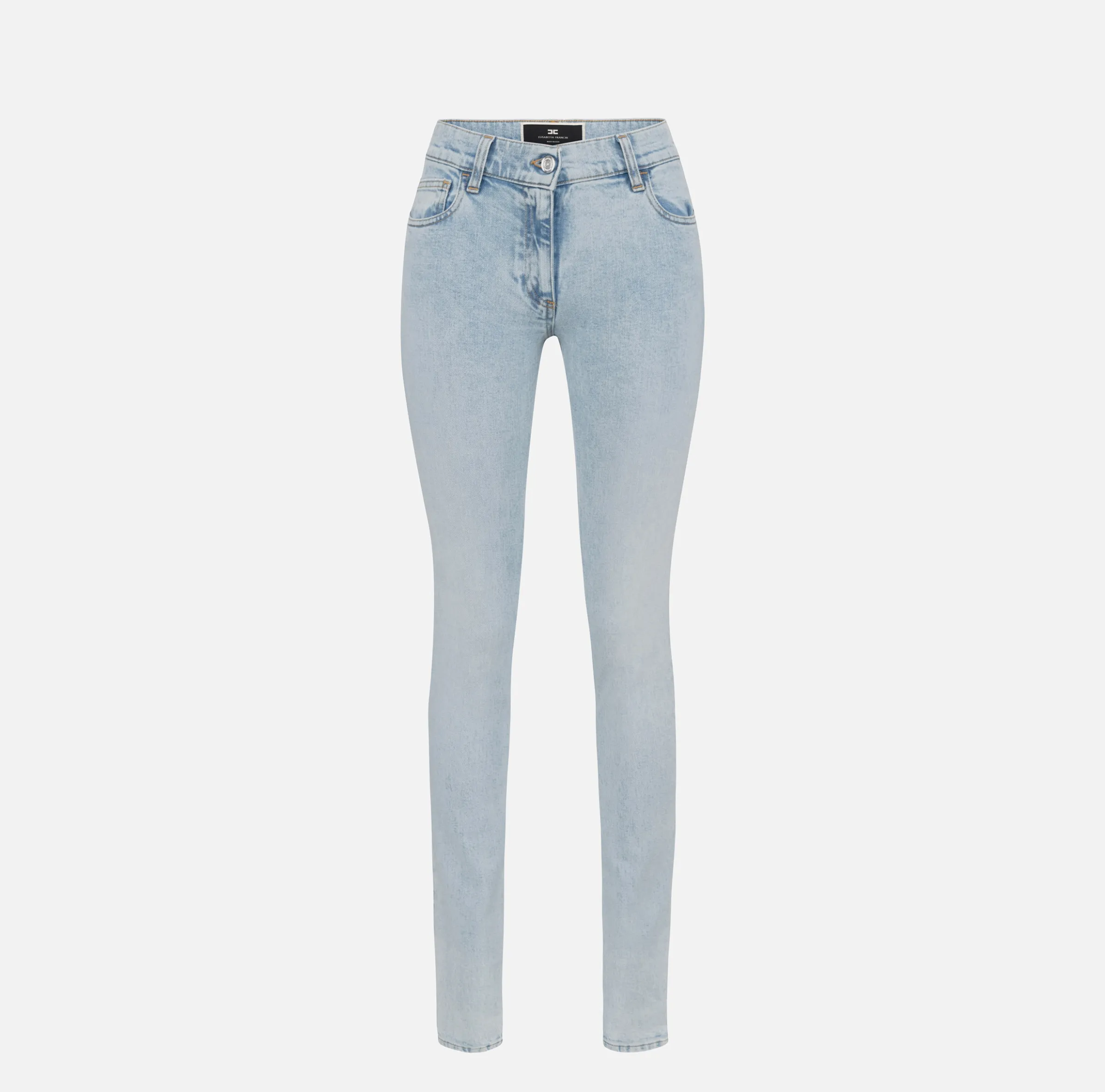 Jeans skinny in cotone stretch con placca logo