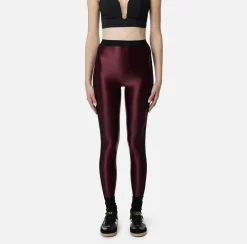 Leggings in lycra lucida con elastico logato