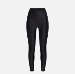 Leggings in lycra lucida con elastico logato