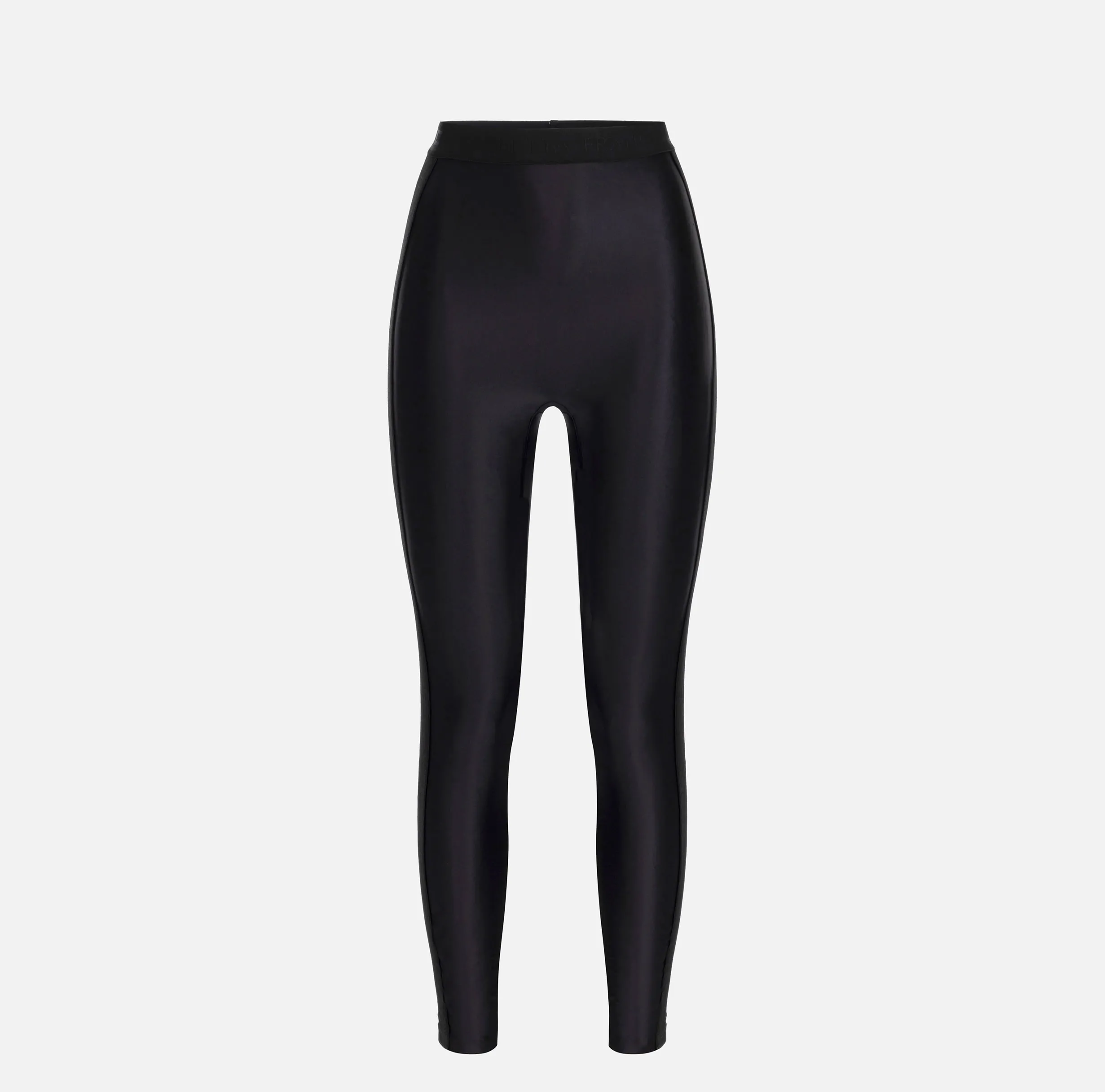 Leggings in lycra lucida con elastico logato