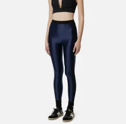 Leggings in lycra lucida con elastico logato