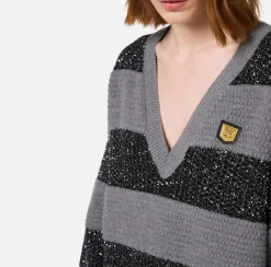 Maglia a righe in lana con filo paillettes