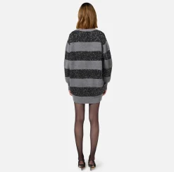 Maglia a righe in lana con filo paillettes
