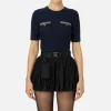 Maglia cropped in lana bouclé con ricamo