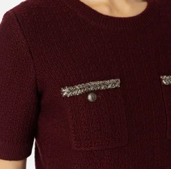 Maglia cropped in lana bouclé con ricamo