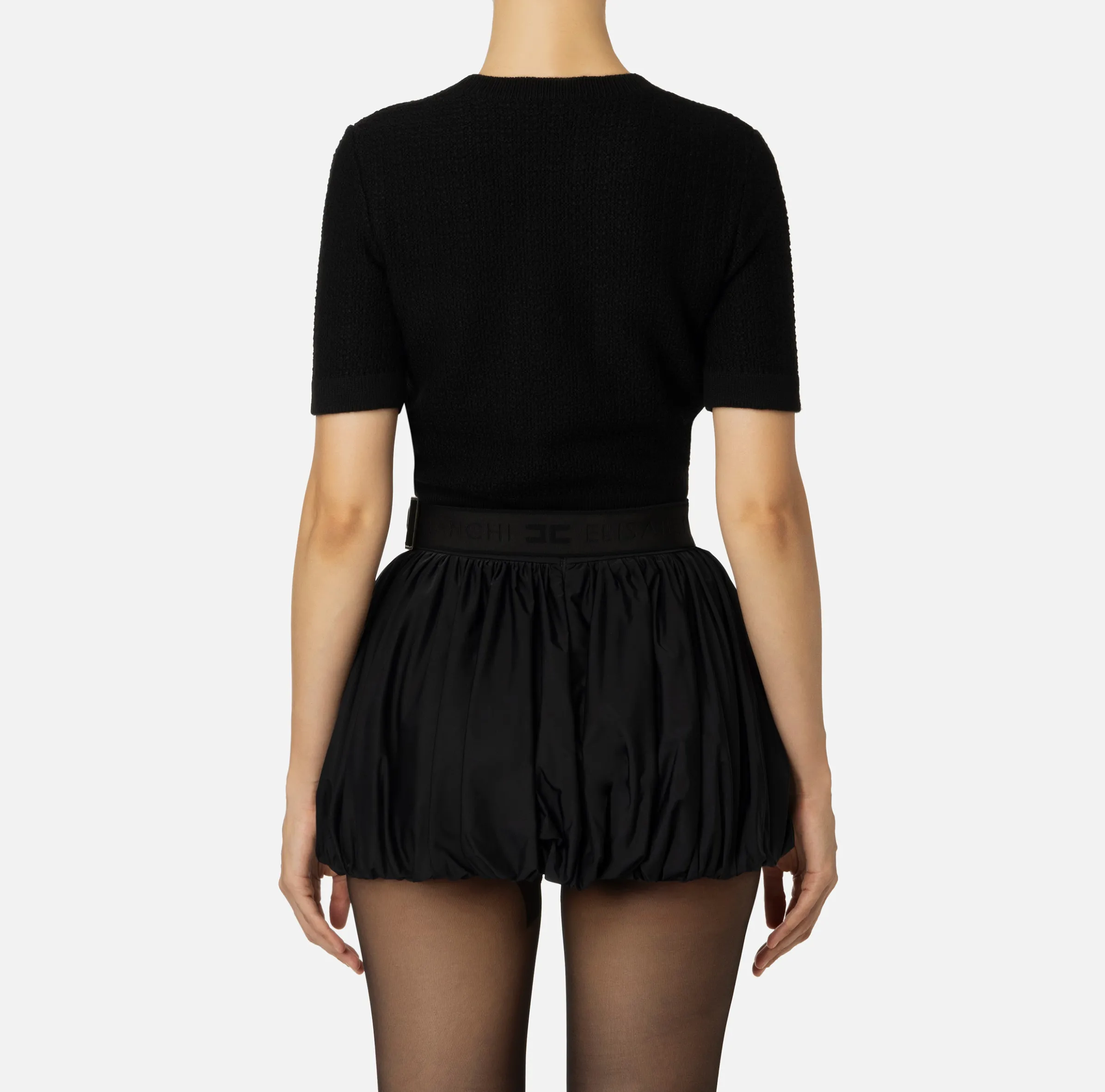 Maglia cropped in lana bouclé con ricamo