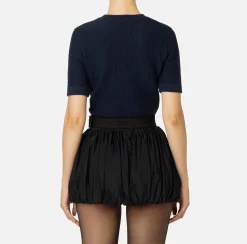 Maglia cropped in lana bouclé con ricamo