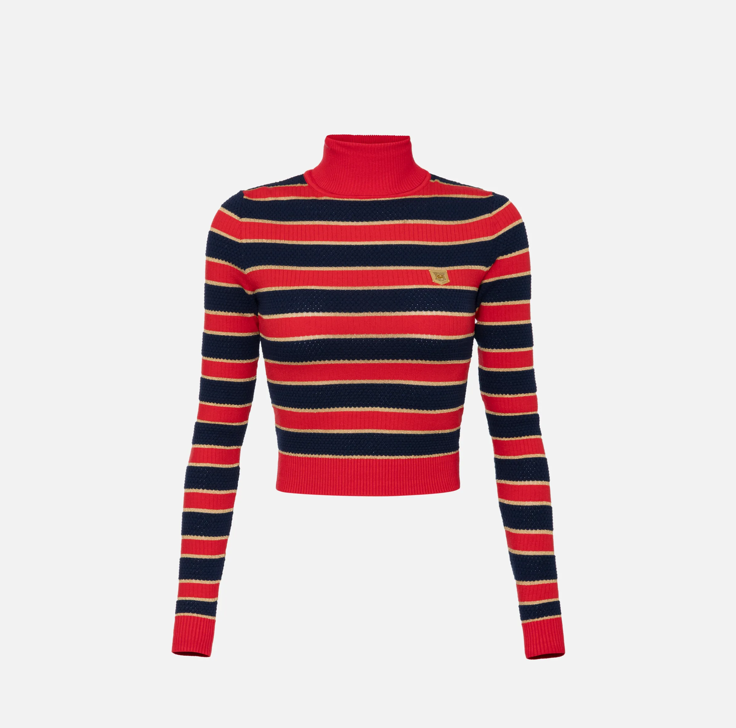 Maglia cropped in viscosa lurex a righe